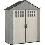 Suncast BMS6312D Everett 6x3 ft Heavy-Duty Resin Storage Shed, Dove Gray - Shedcove