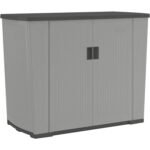 Suncast Backyard Oasis 130 Gallon Resin Storage Shed, Dove Gray - Shedcove