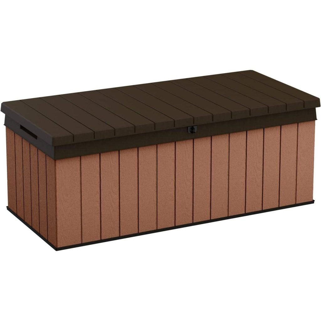 Keter Darwin 100 Gallon Resin Deck Box, Brown & Black - Shedcove