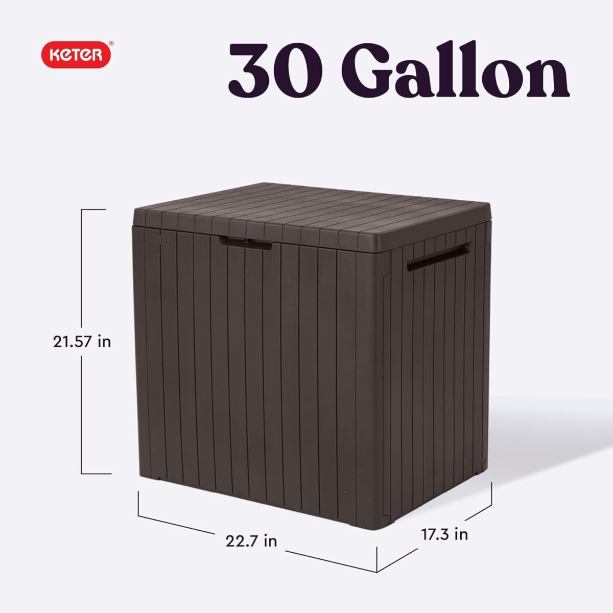 Keter City 30 Gallon Resin Outdoor Storage Box, Brown - Shedcove