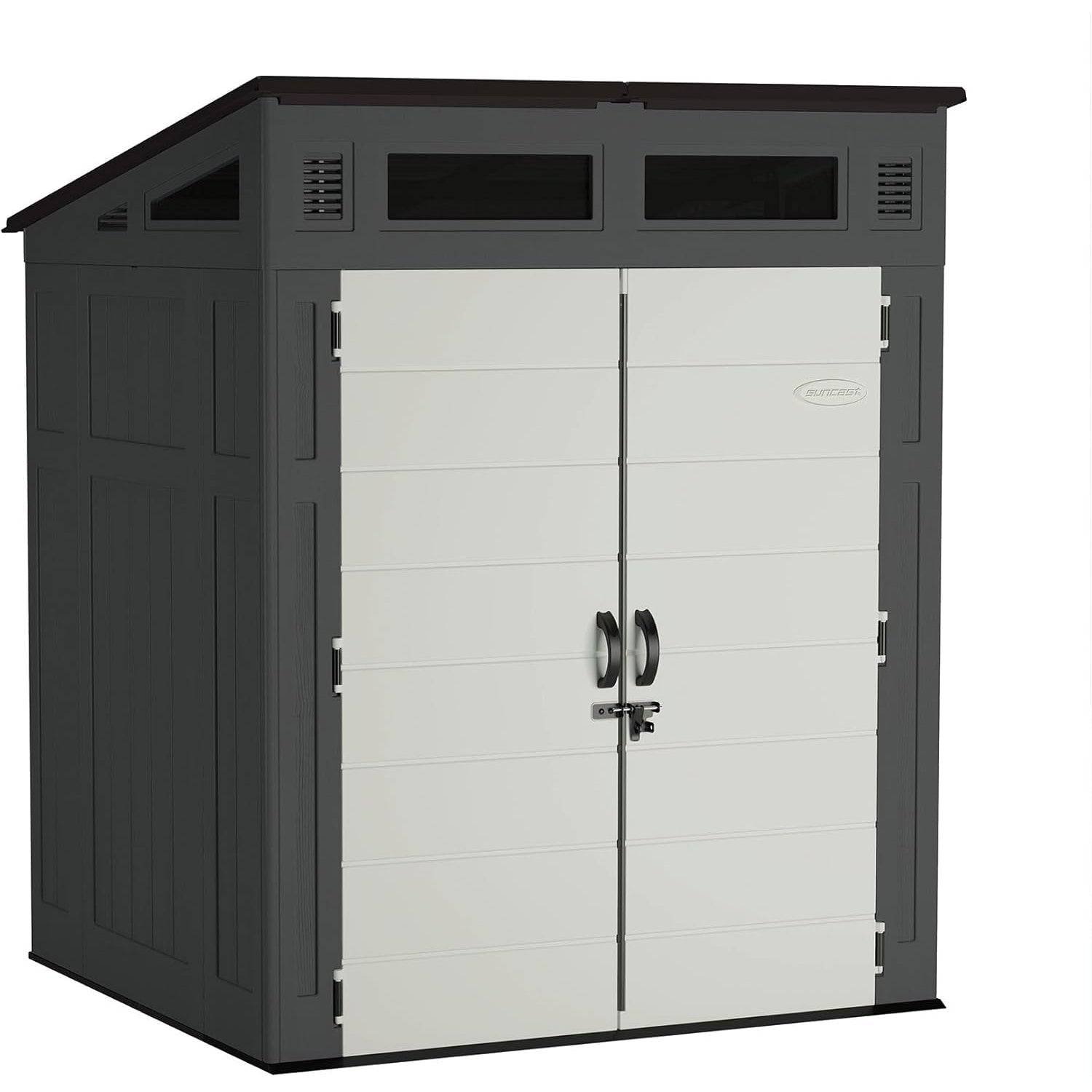 Suncast 6x5 ft Modernist Outdoor Storage Shed, Peppercorn - Shedcove