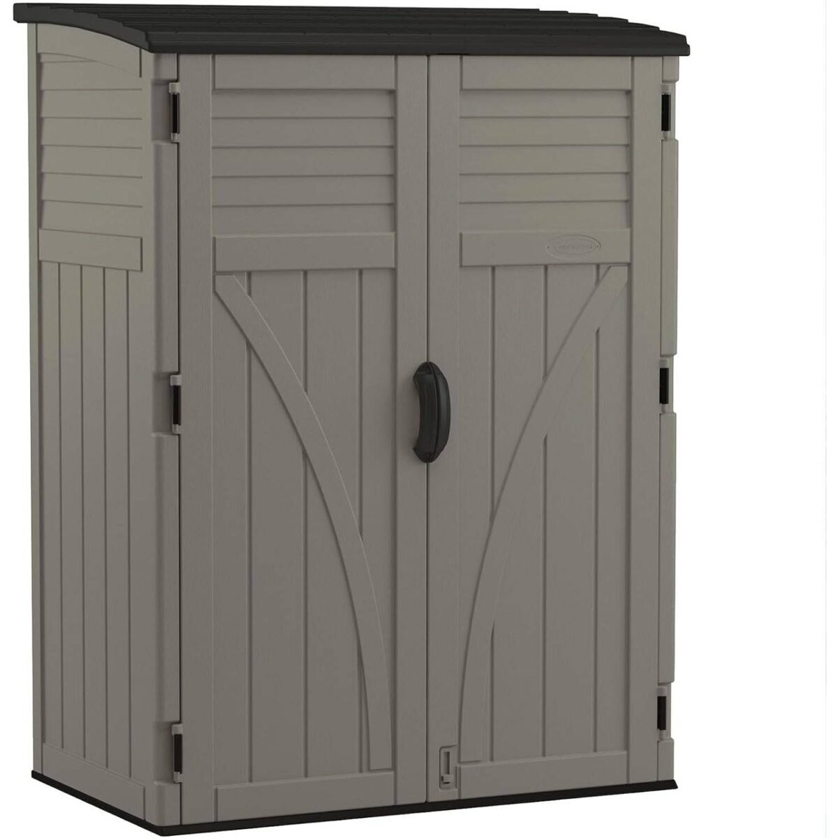Suncast 54 Cu Ft Vertical Resin Lockable Storage Shed, Stoney - Shedcove