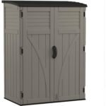 Suncast 54 Cu Ft Vertical Resin Lockable Storage Shed, Stoney - Shedcove
