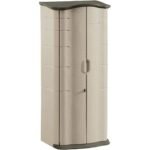 Rubbermaid Compact 2x2.5 ft Vertical Resin Storage Shed, Beige/Brown - Shedcove