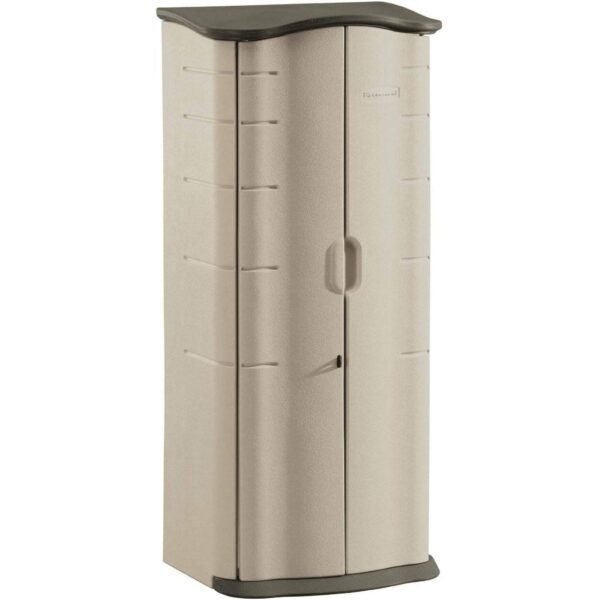 Rubbermaid Compact 2x2.5 ft Vertical Resin Storage Shed, Beige/Brown - Shedcove
