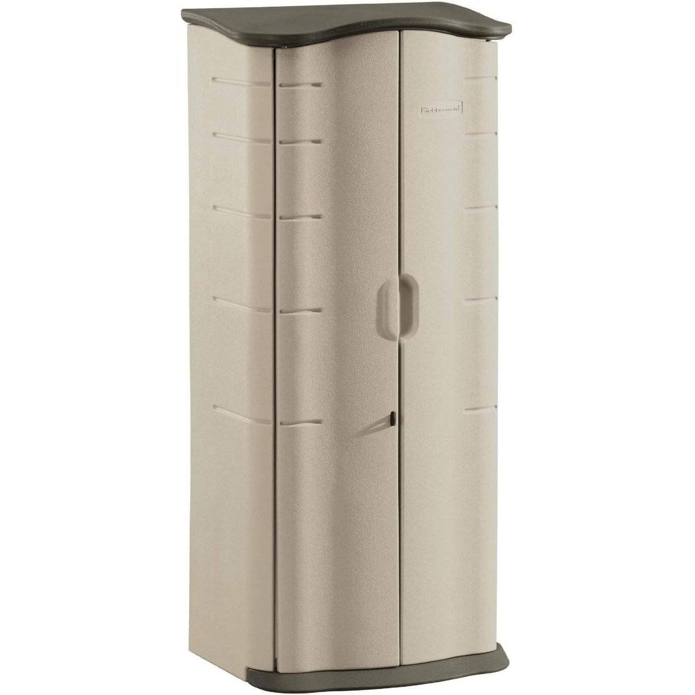 Rubbermaid Compact 2x2.5 ft Vertical Resin Storage Shed, Beige/Brown - Shedcove