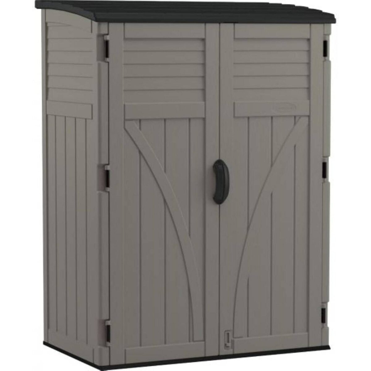 Suncast 54 Cu Ft Vertical Resin Lockable Storage Shed, Stoney - Shedcove