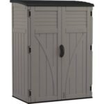 Suncast 54 Cu Ft Vertical Resin Lockable Storage Shed, Stoney - Shedcove