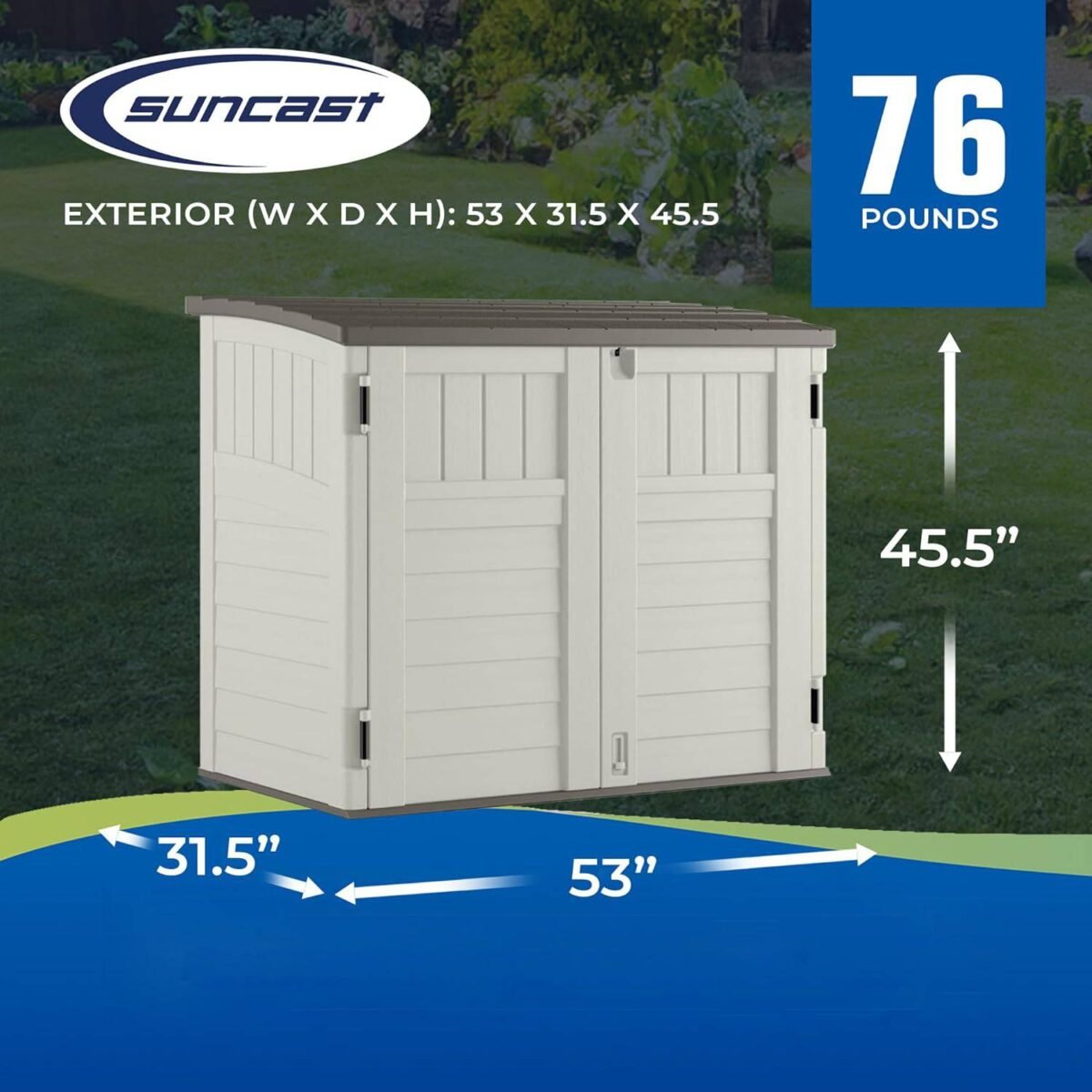 Suncast 34 Cu Ft Horizontal Outdoor Storage Shed, Vanilla - Shedcove