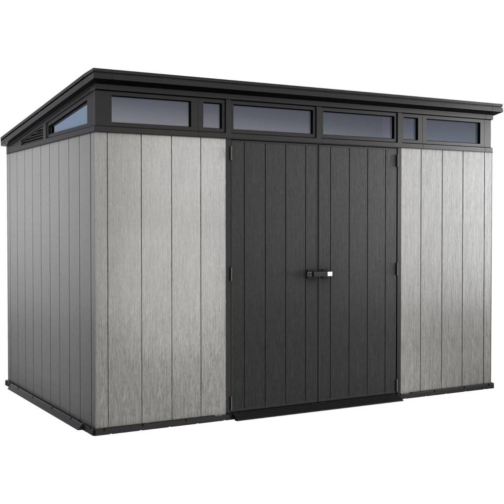 Keter Artisan 11x7 Resin Outdoor Storage Shed, Grey & Black - Shedcove