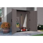 Suncast 54 Cu Ft Vertical Resin Lockable Storage Shed, Stoney - Shedcove