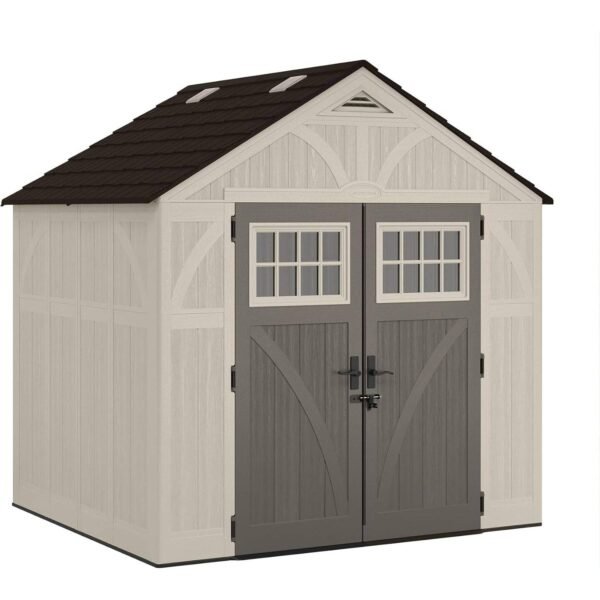 Suncast 8x7 ft Heavy-Duty Resin Tremont Storage Shed, Cream - Shedcove