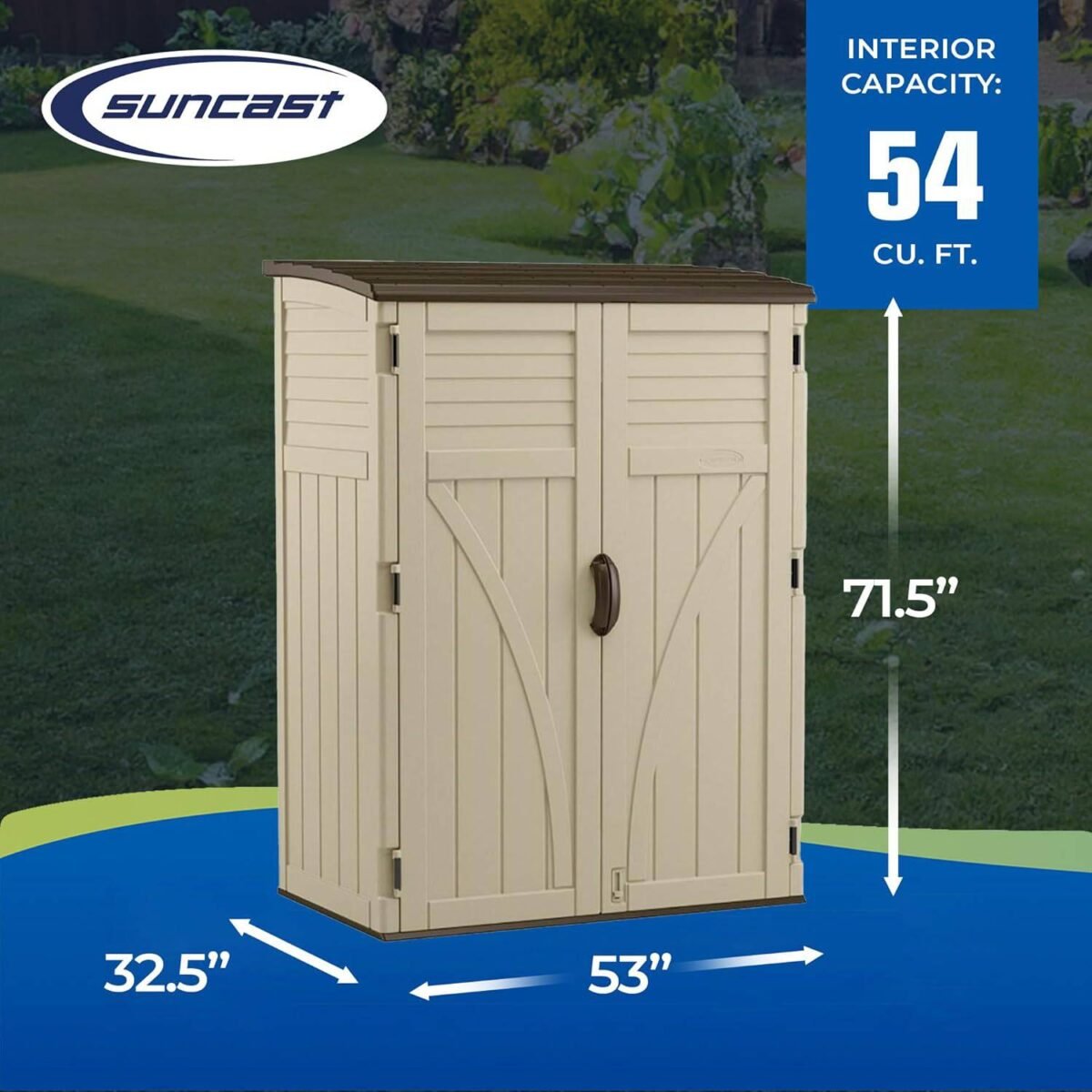 Suncast 54 Cu Ft Vertical Resin Storage Shed - Shedcove