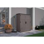 Suncast 54 Cu Ft Vertical Resin Lockable Storage Shed, Stoney - Shedcove
