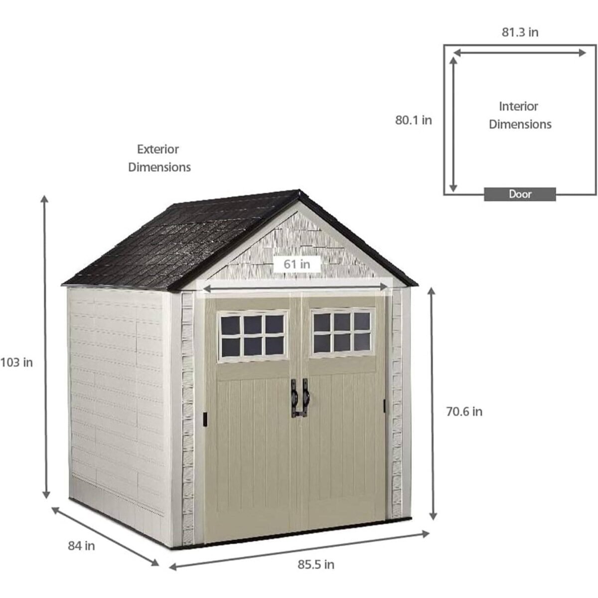 Rubbermaid 7x7 ft Weatherproof Resin Outdoor Storage Shed, Sandstone - Shedcove