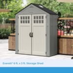 Suncast BMS6312D Everett 6x3 ft Heavy-Duty Resin Storage Shed, Dove Gray - Shedcove