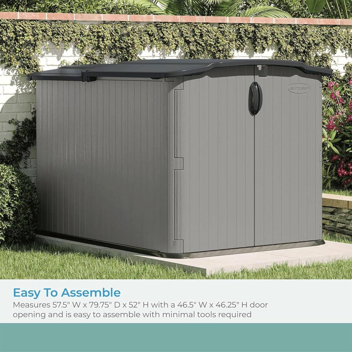 Suncast Glidetop Horizontal Outdoor Storage Shed, 57.5x79.75x52 in - Shedcove