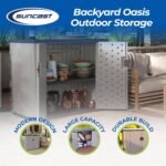 Suncast Backyard Oasis 130 Gallon Resin Storage Shed, Dove Gray - Shedcove