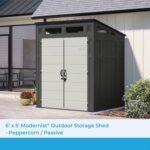 Suncast 6x5 ft Modernist Outdoor Storage Shed, Peppercorn - Shedcove