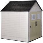 Rubbermaid 7x7 ft Weatherproof Resin Outdoor Storage Shed, Sandstone - Shedcove