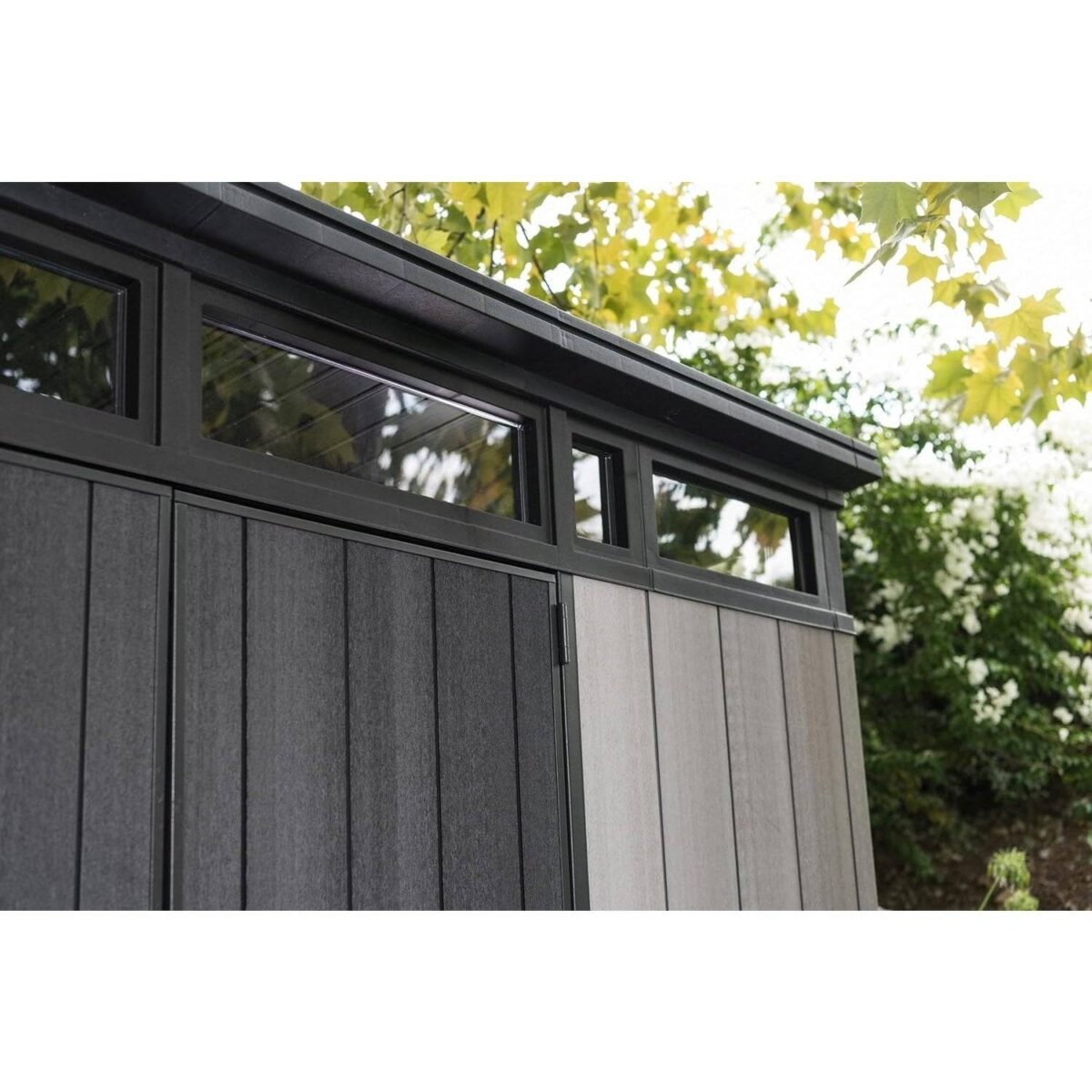 Keter Artisan 11x7 Resin Outdoor Storage Shed, Grey & Black - Shedcove