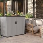Suncast Backyard Oasis 130 Gallon Resin Storage Shed, Dove Gray - Shedcove