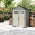 Suncast BMS6312D Everett 6x3 ft Heavy-Duty Resin Storage Shed, Dove Gray - Shedcove