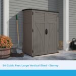 Suncast 54 Cu Ft Vertical Resin Lockable Storage Shed, Stoney - Shedcove