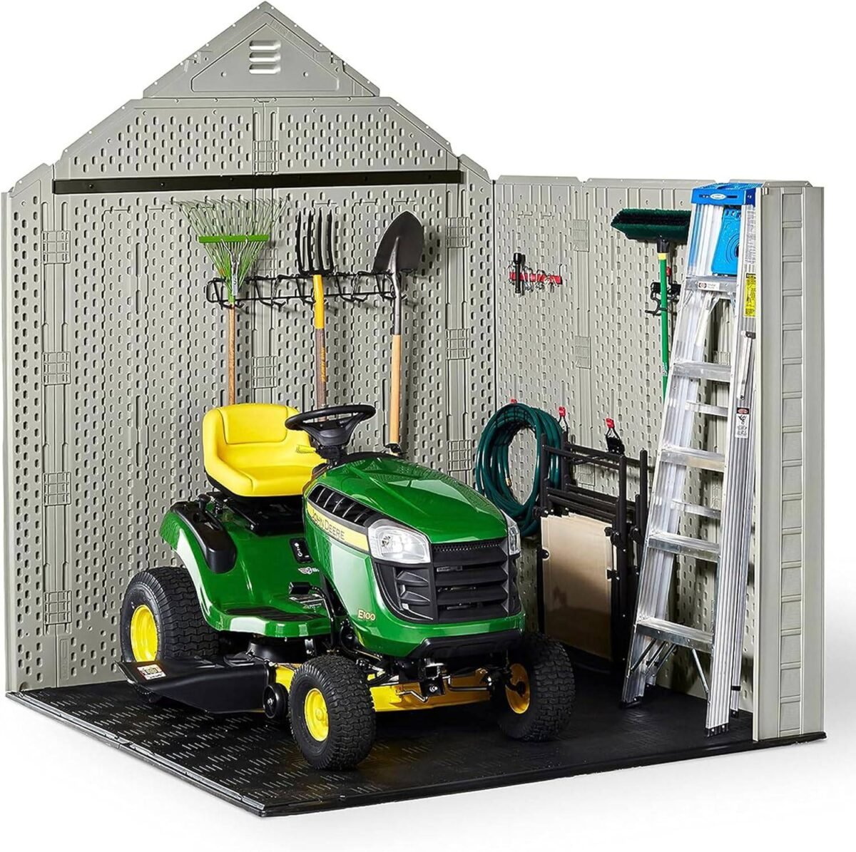 Rubbermaid 7x7 ft Weatherproof Resin Outdoor Storage Shed, Sandstone - Shedcove