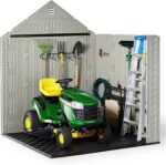 Rubbermaid 7x7 ft Weatherproof Resin Outdoor Storage Shed, Sandstone - Shedcove