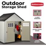 Rubbermaid 7x7 ft Weatherproof Resin Outdoor Storage Shed, Sandstone - Shedcove