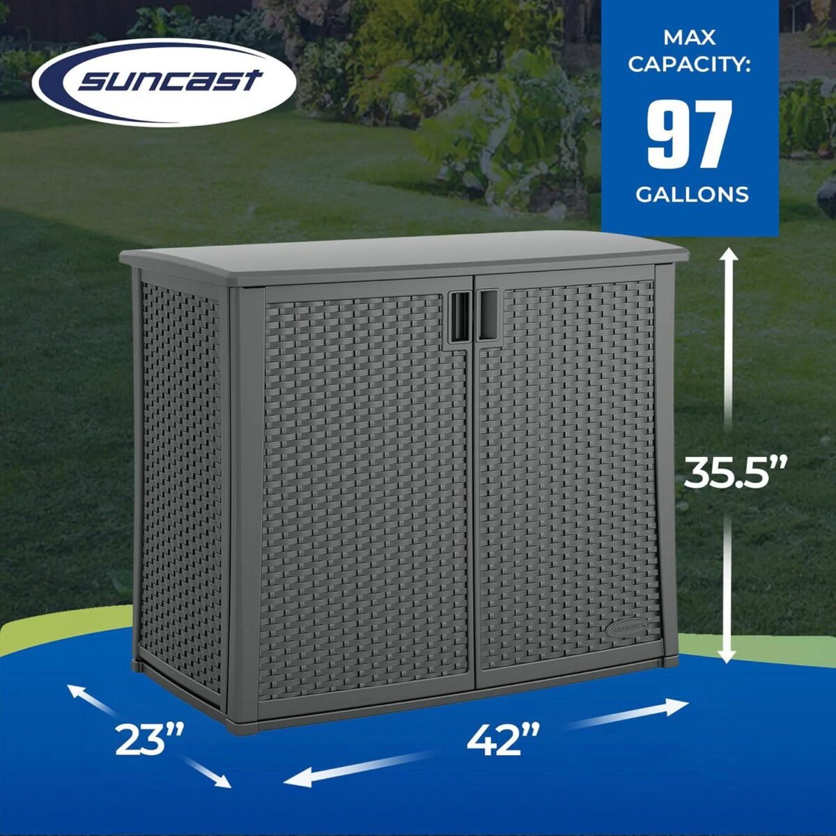 Suncast 42x23x35.5 in Outdoor Storage Cabinet, Cool Gray - Shedcove
