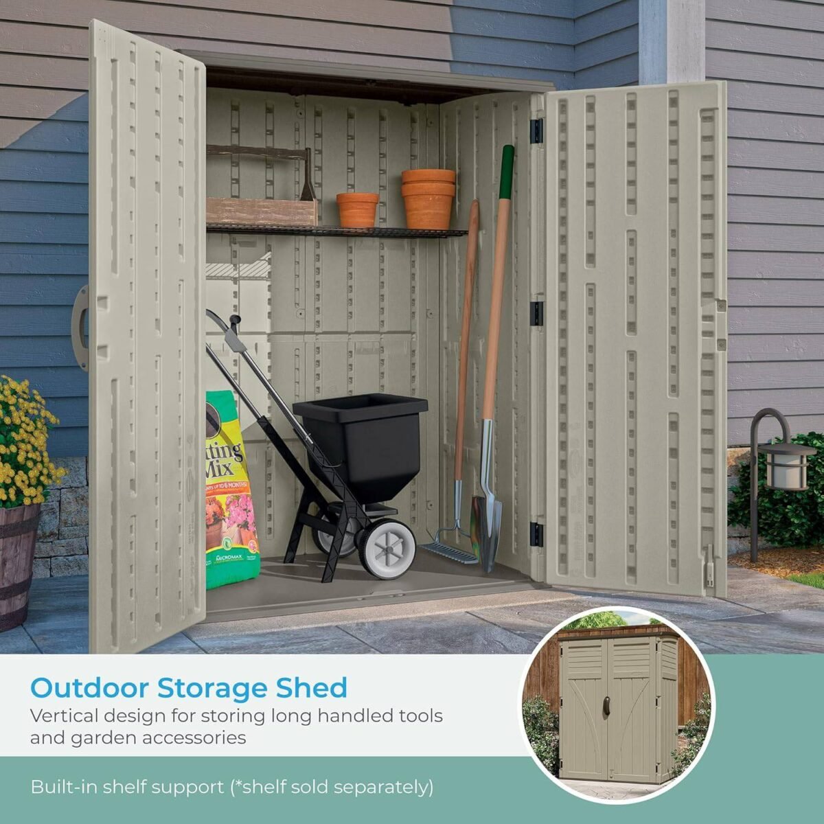 Suncast 54 Cu Ft Vertical Resin Storage Shed - Shedcove