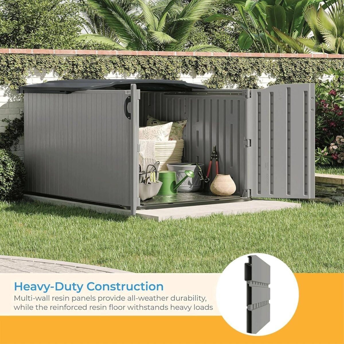 Suncast Glidetop Horizontal Outdoor Storage Shed, 57.5x79.75x52 in - Shedcove