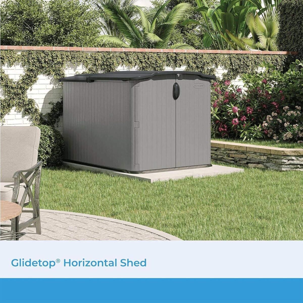 Suncast Glidetop Horizontal Outdoor Storage Shed, 57.5x79.75x52 in - Shedcove