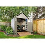 Rubbermaid 7x7 ft Weatherproof Resin Outdoor Storage Shed, Sandstone - Shedcove
