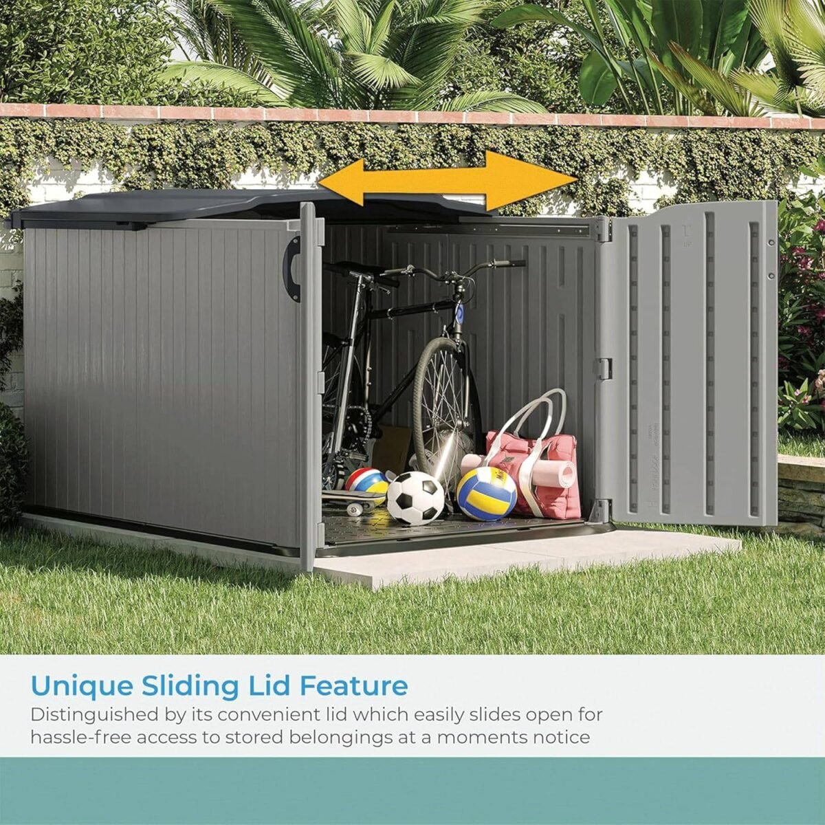 Suncast Glidetop Horizontal Outdoor Storage Shed, 57.5x79.75x52 in - Shedcove