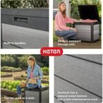 Keter Denali 30 Gallon Resin Outdoor Storage Box, Grey & Black - Shedcove
