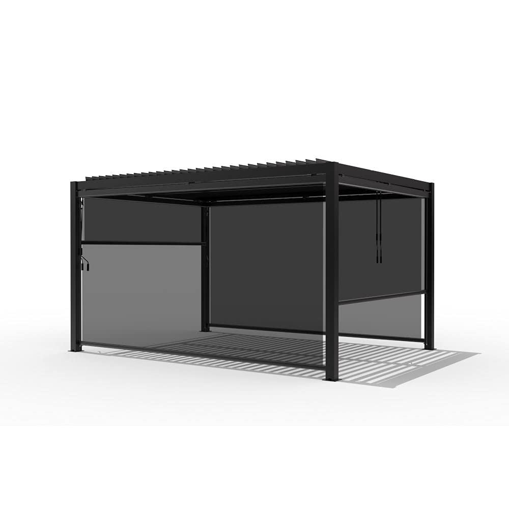 Primrose Deluxe Modern Patio Veranda Pergola Carport Black Charcoal with Louvered Shutter Roof 3m x 4m - Image 2