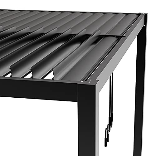 Primrose Deluxe Modern Patio Veranda Pergola Carport Black Charcoal with Louvered Shutter Roof 3m x 4m - Image 5