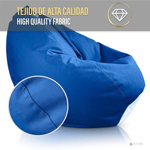 Aiire Modern Outdoor Bean Bag – Giant Pear Bean Bag XXL without Filling Included for Terrace or Garden – Bean Bag Chair Living Room or Youth Room Decoration – Gamer Blue - Image 5