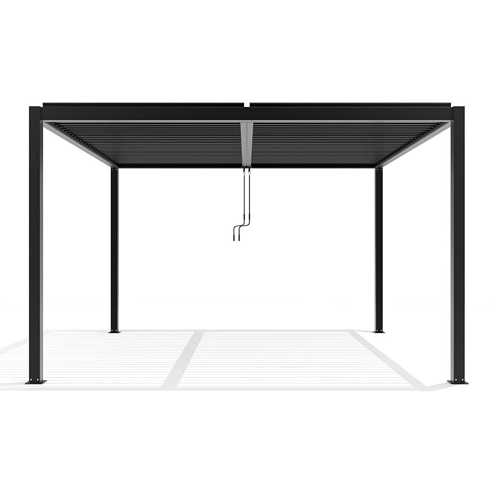Primrose Deluxe Modern Patio Veranda Pergola Carport Black Charcoal with Louvered Shutter Roof 3m x 4m - Image 8