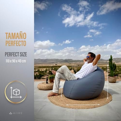 Aiire Modern Outdoor Bean Bag – Giant Pear Bean Bag XXL without Filling Included for Terrace or Garden – Bean Bag Chair Living Room or Youth Room Decoration – Gamer Blue - Image 4