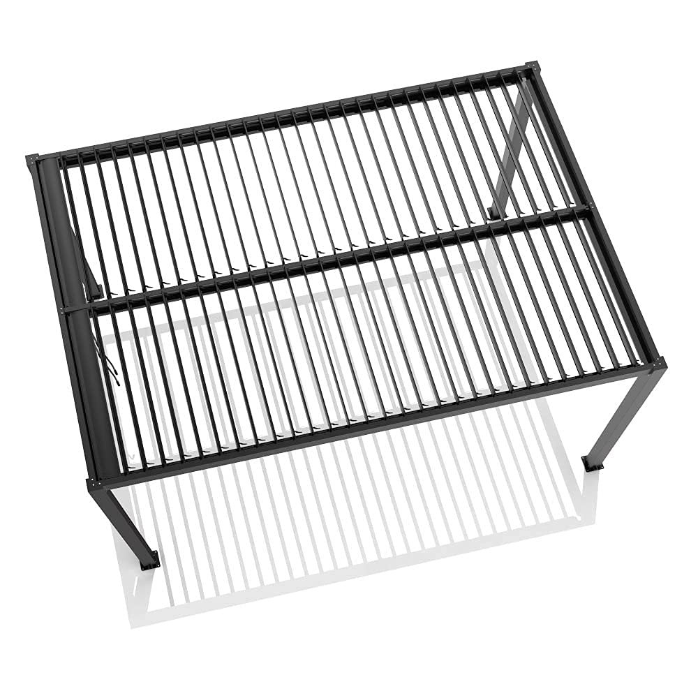 Primrose Deluxe Modern Patio Veranda Pergola Carport Black Charcoal with Louvered Shutter Roof 3m x 4m - Image 6