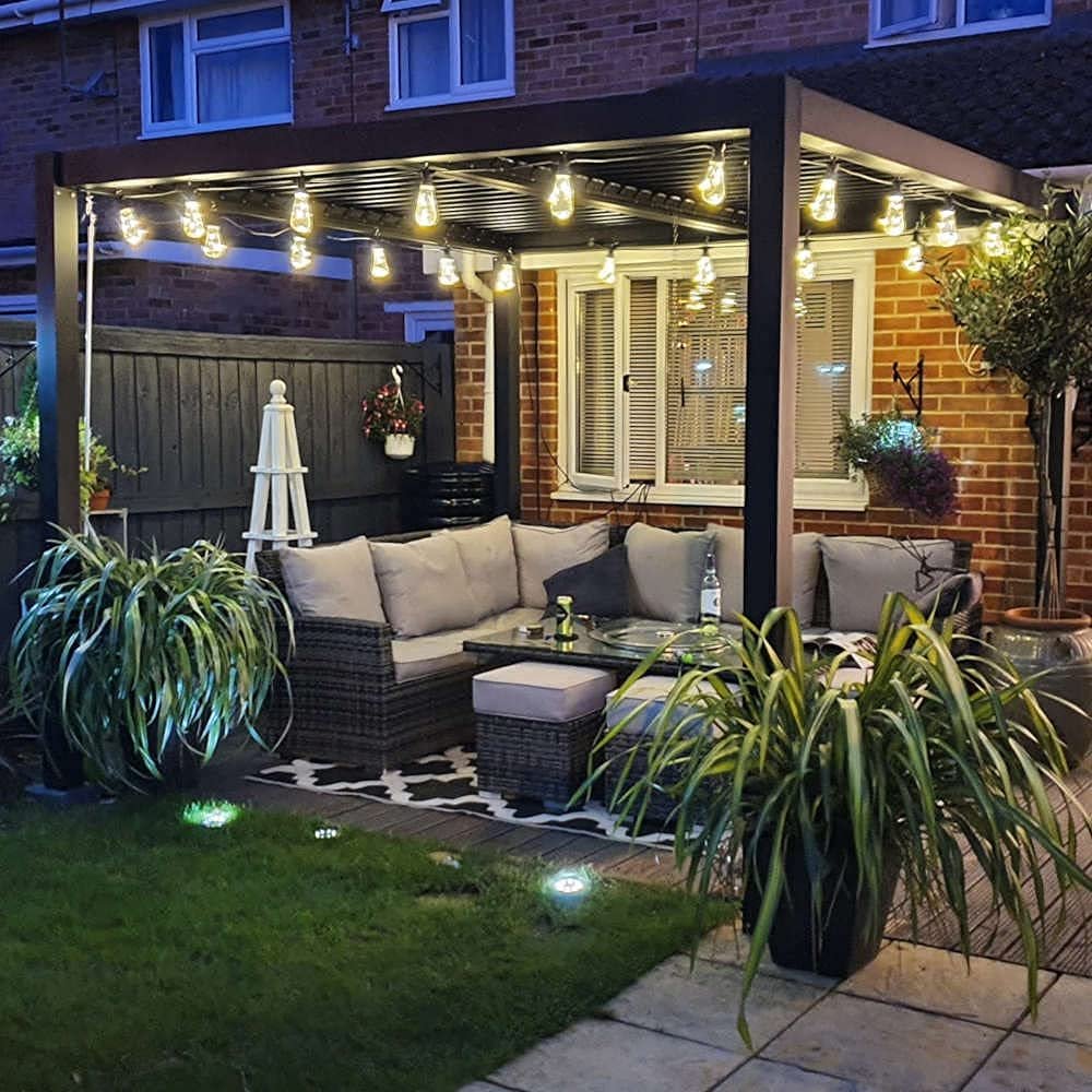 Primrose Deluxe Modern Patio Veranda Pergola Carport Black Charcoal with Louvered Shutter Roof 3m x 4m - Image 9